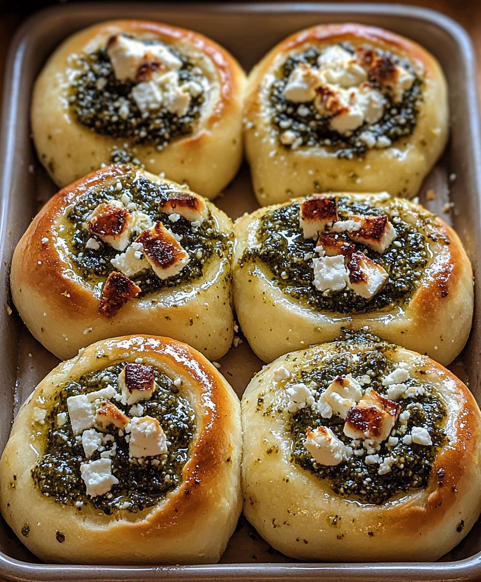 Pesto feta bread rolls