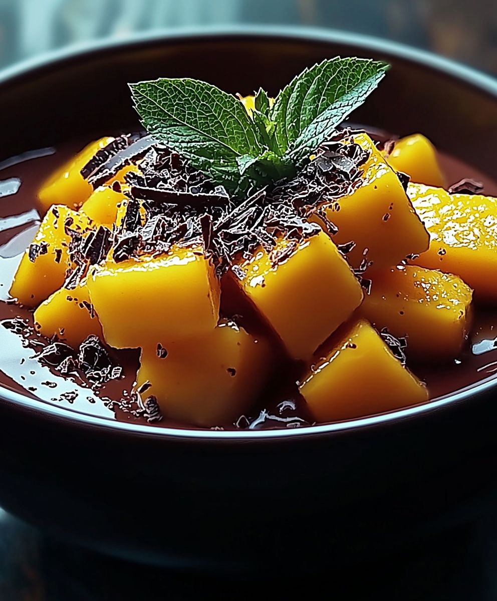 Mango chocolate coconut dessert