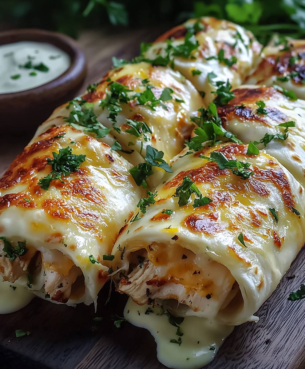 Cheesy Garlic Chicken Wraps