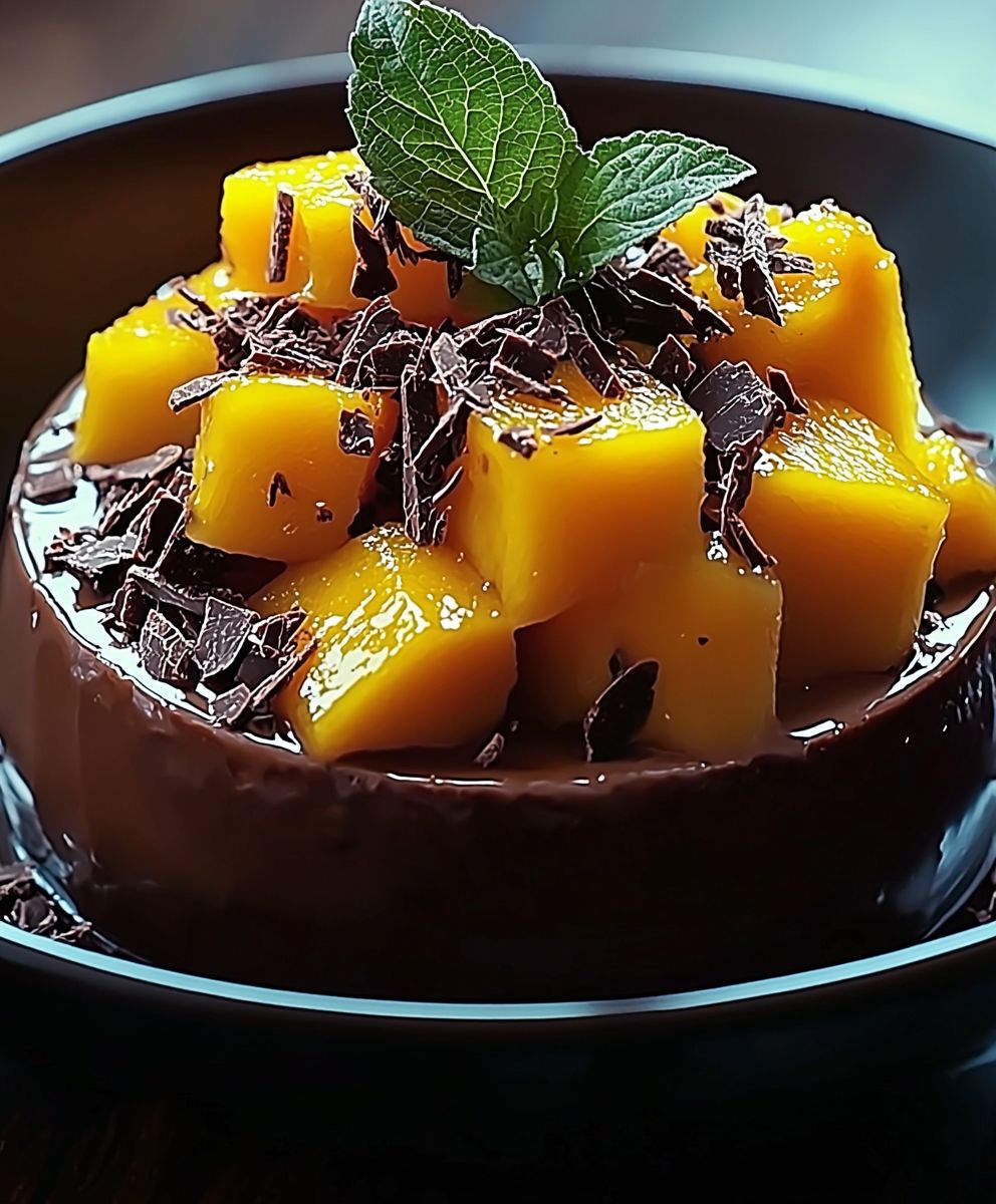 Mango chocolate coconut dessert