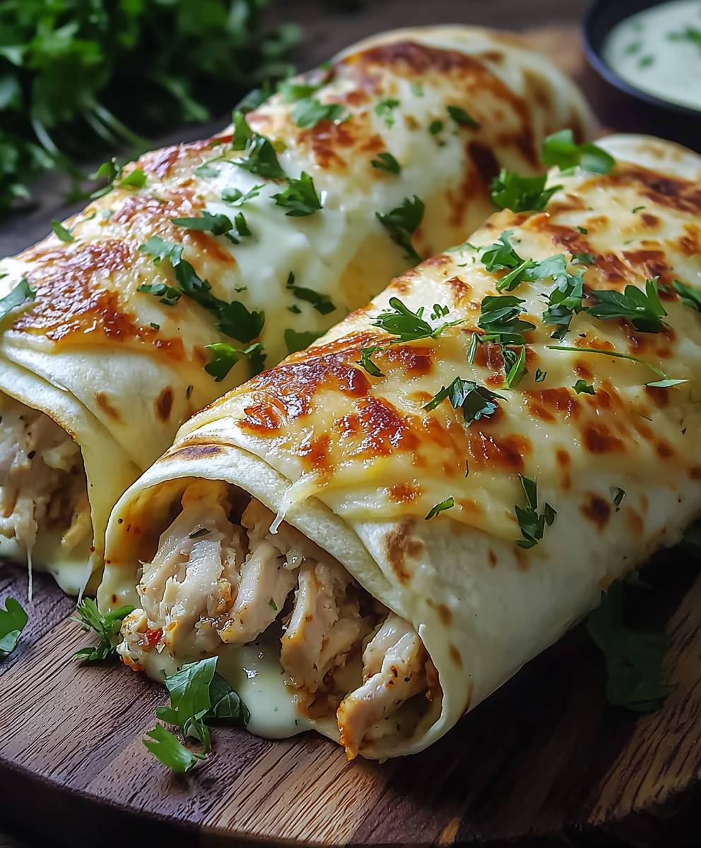 Cheesy Garlic Chicken Wraps