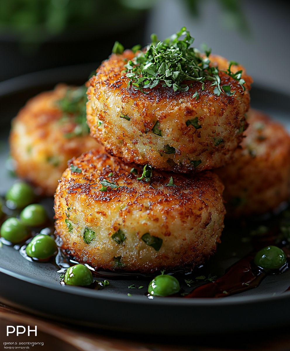 Crispy pea fritters