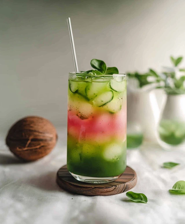 Iced matcha coconut drink