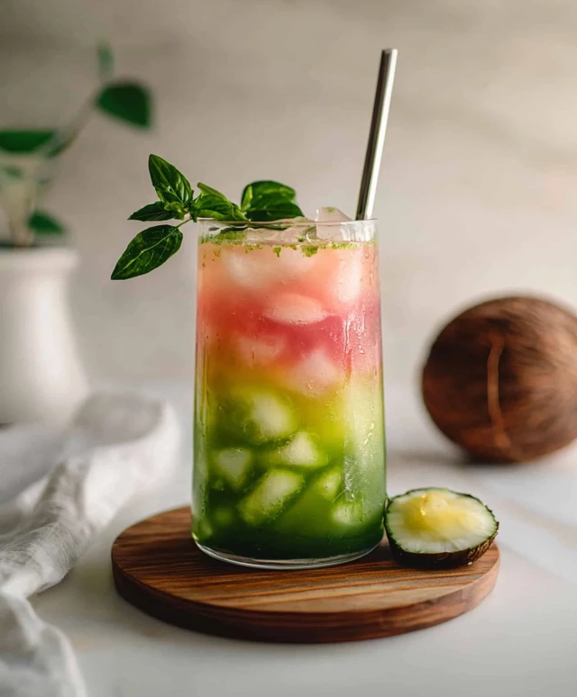 Iced matcha coconut drink