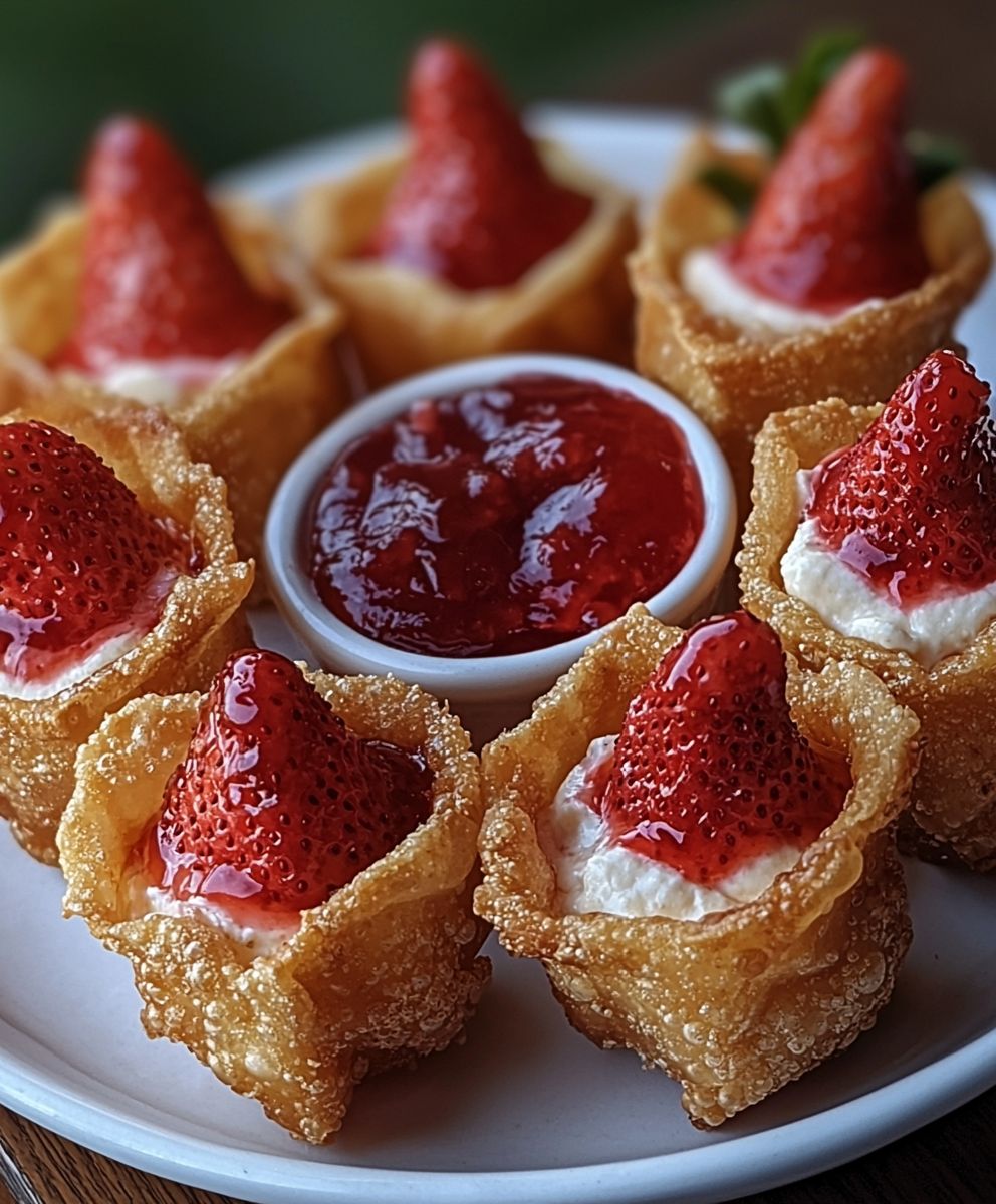 Strawberry Cheesecake Wonton Bites