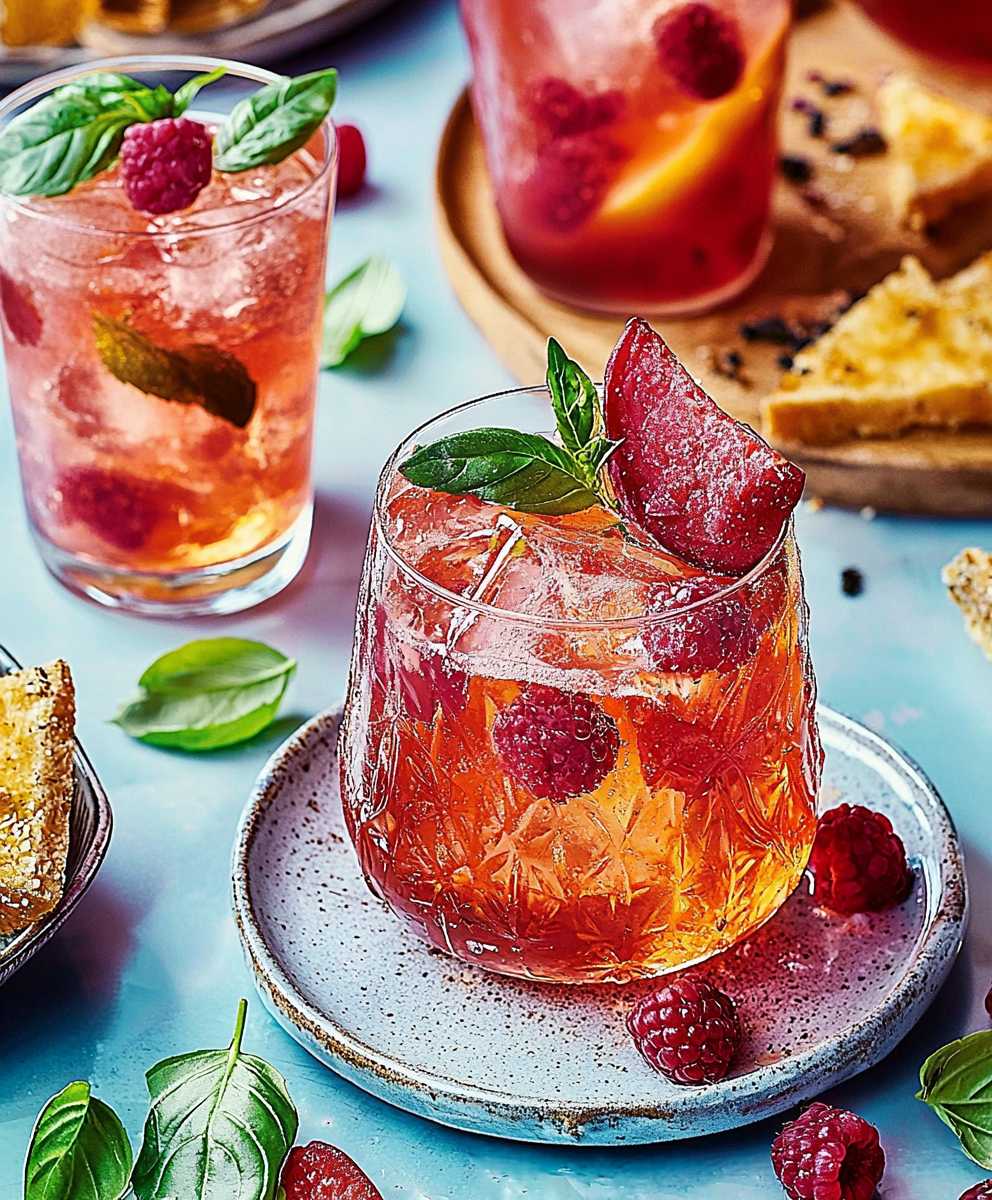 Hibiscus raspberry basil iced tea