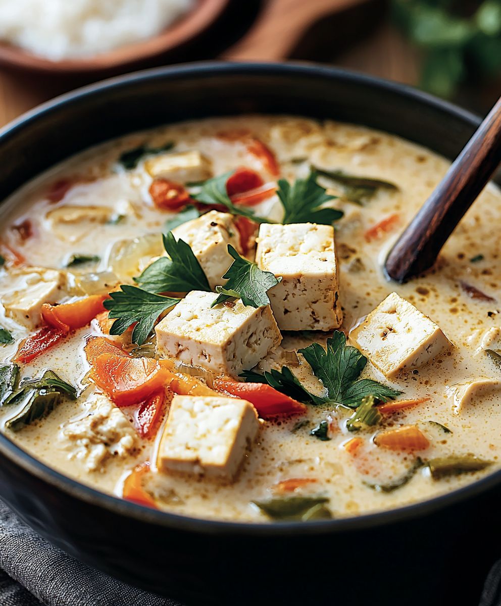 Thai coconut soup tofu