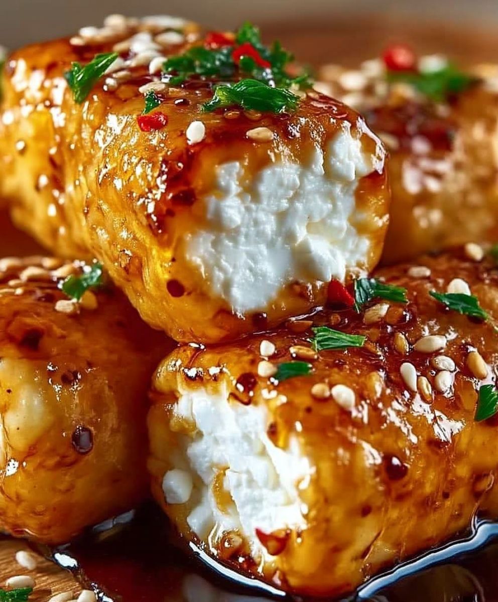 Feta rolls chili honey
