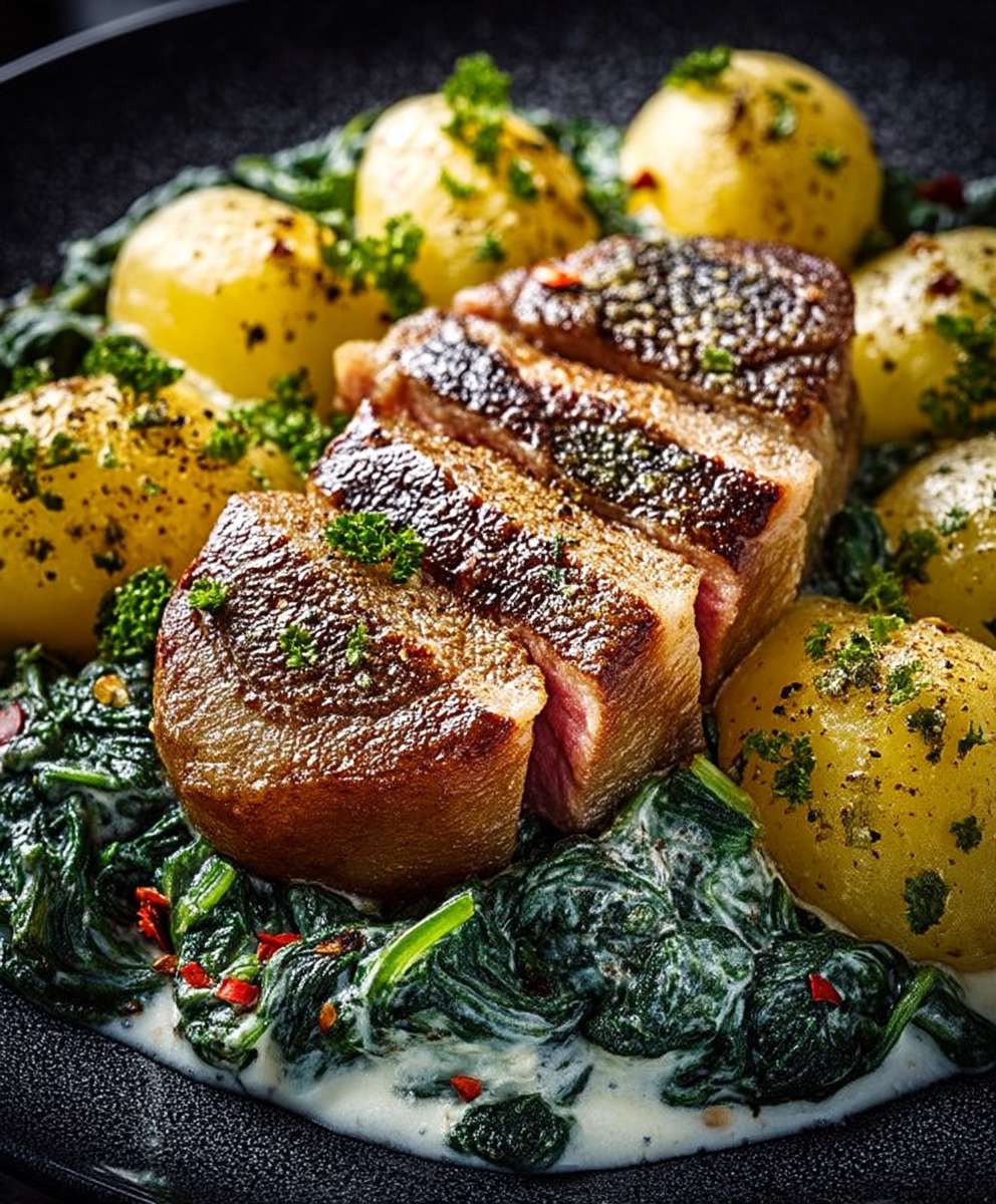 Creamy potatoes and spinach