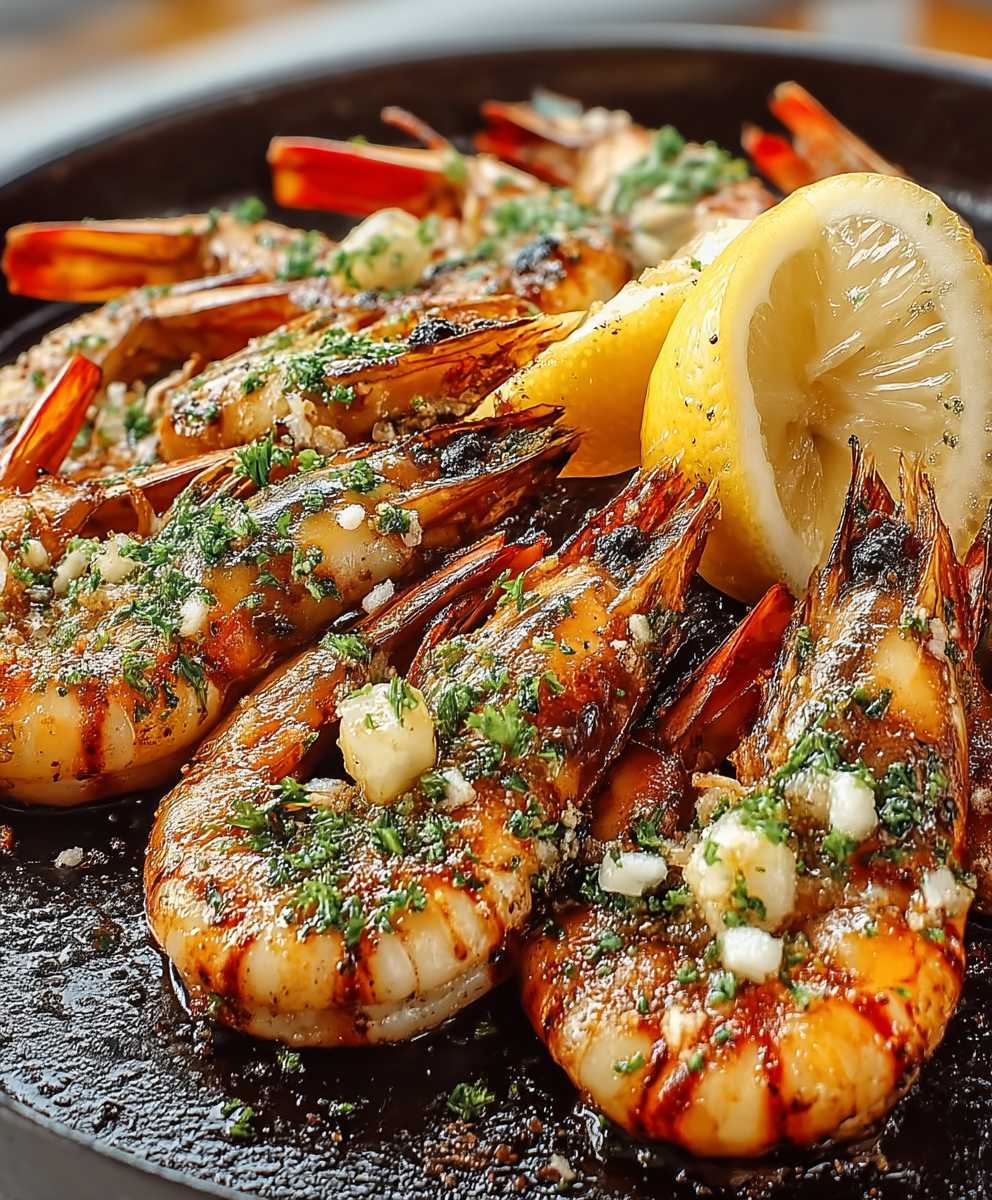 BBQ grilled prawns garlic lemon