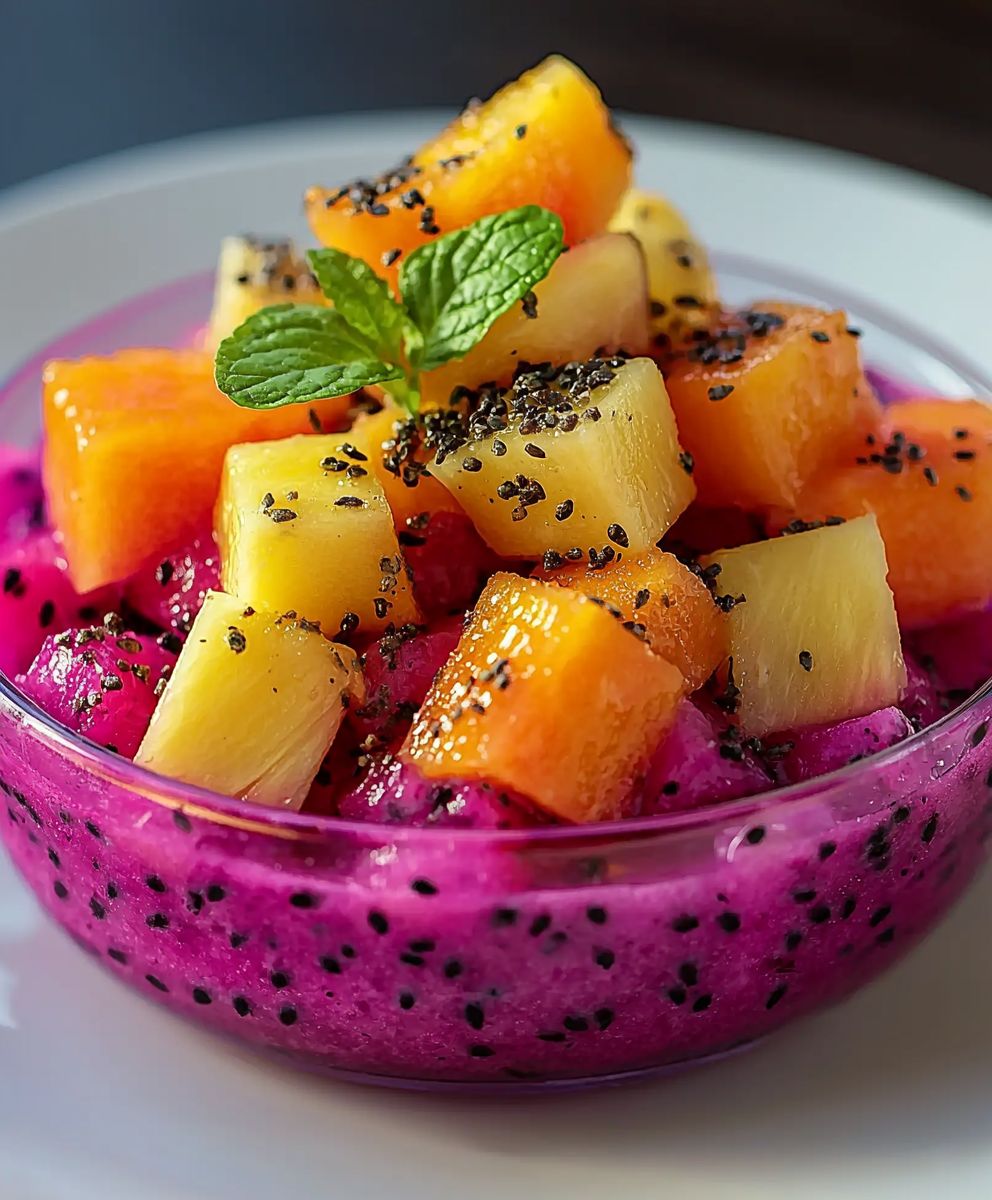 Dragon fruit pineapple papaya