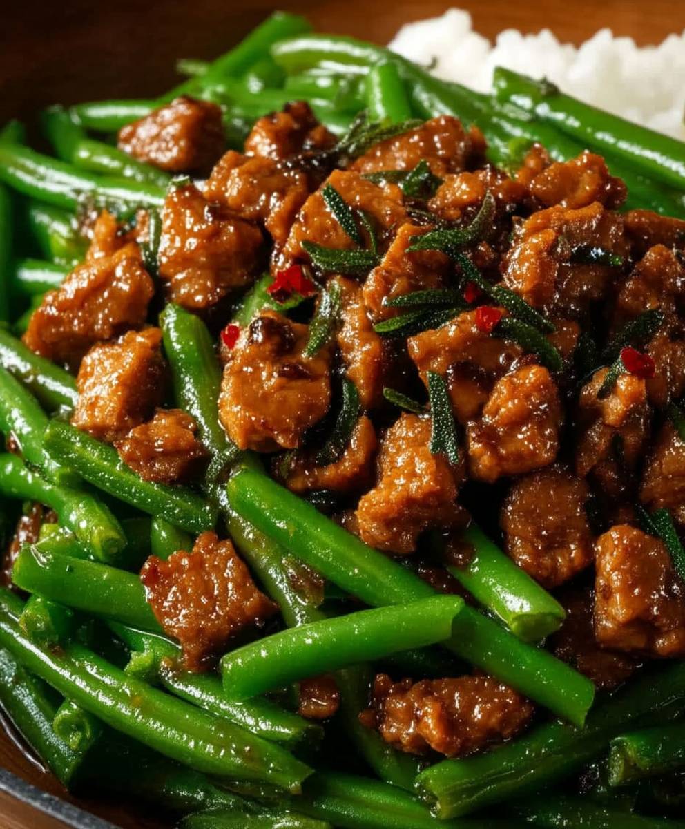 Pork stir fry green beans