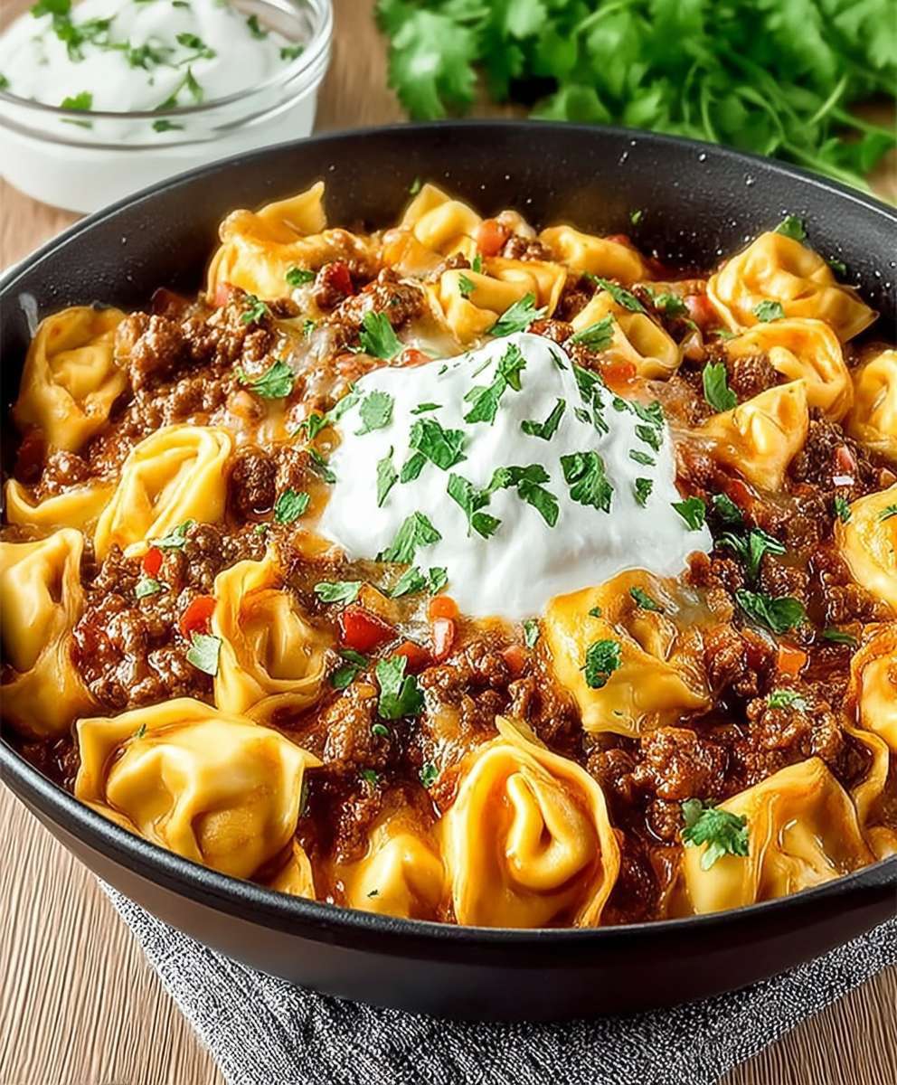 Beef Enchilada Tortellini Skillet