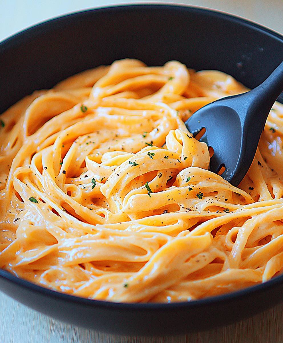 Red pepper alfredo pasta