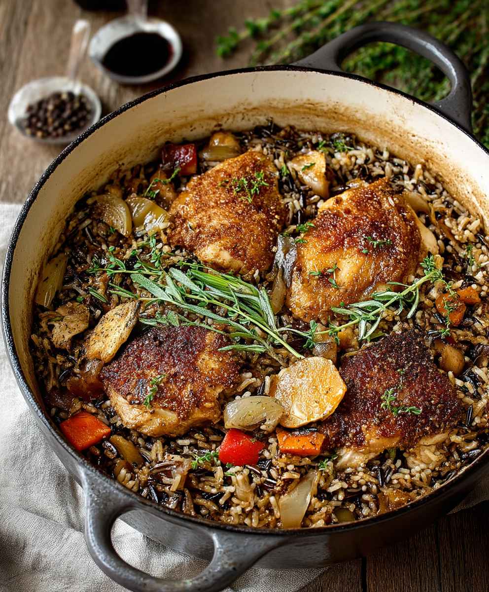 Wild rice chicken pilaf