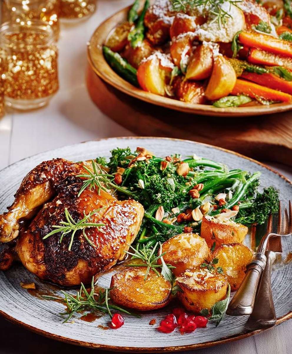 Balsamic pot roast poussin