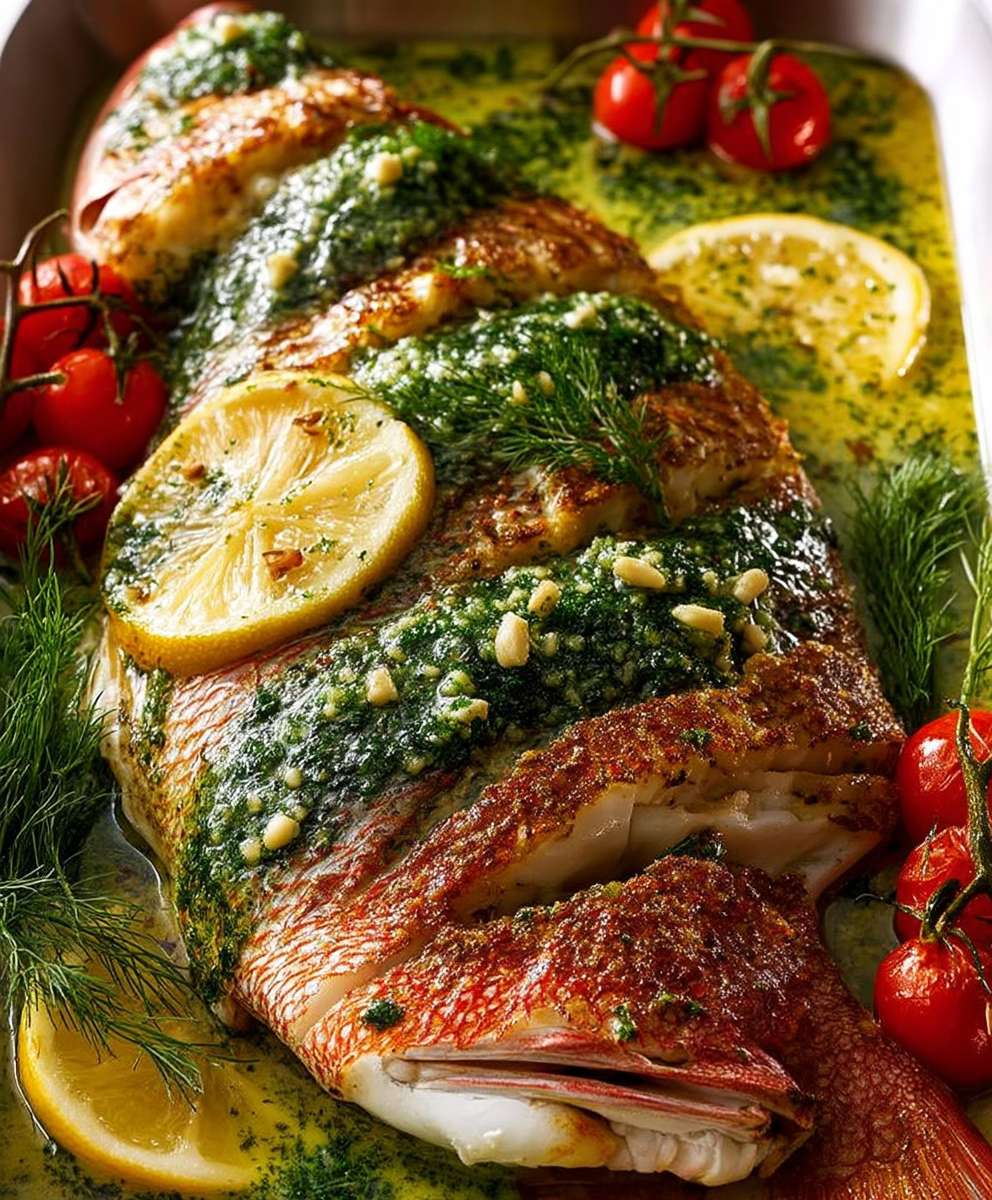 Baked Snapper with Garlic Dill