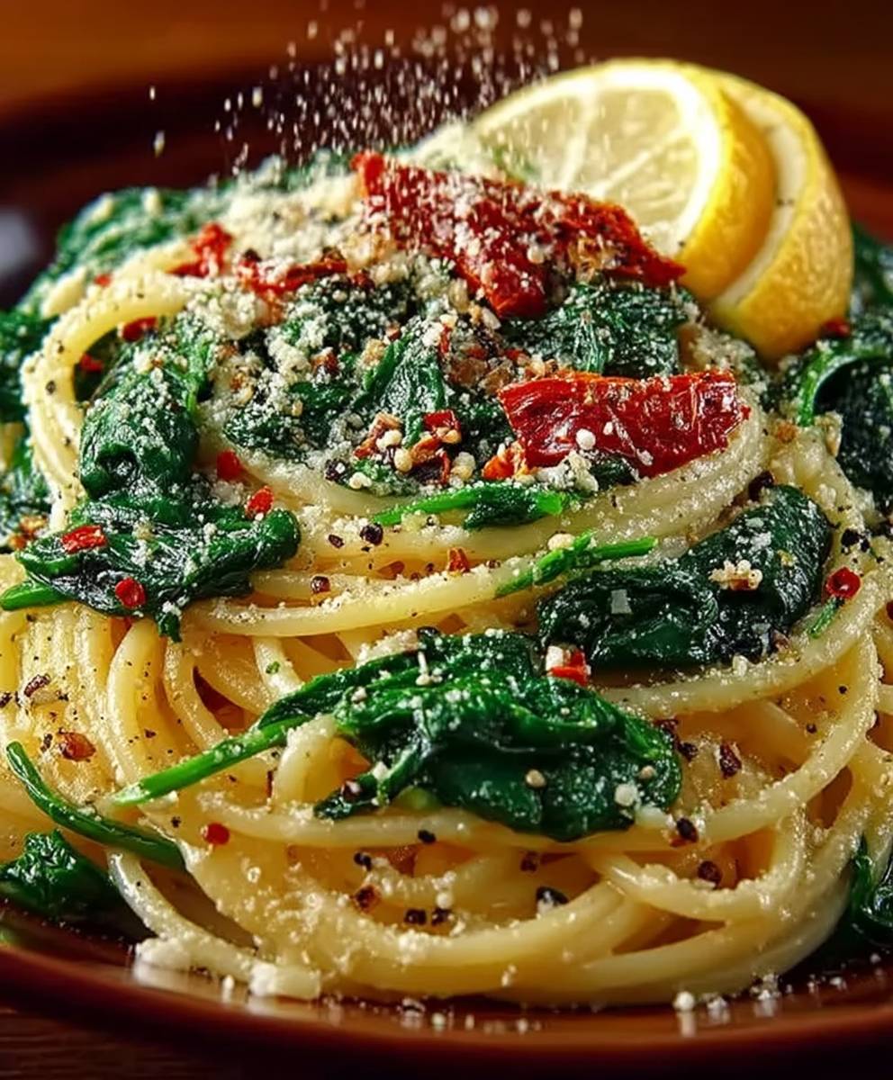 Garlic Spinach Spaghetti