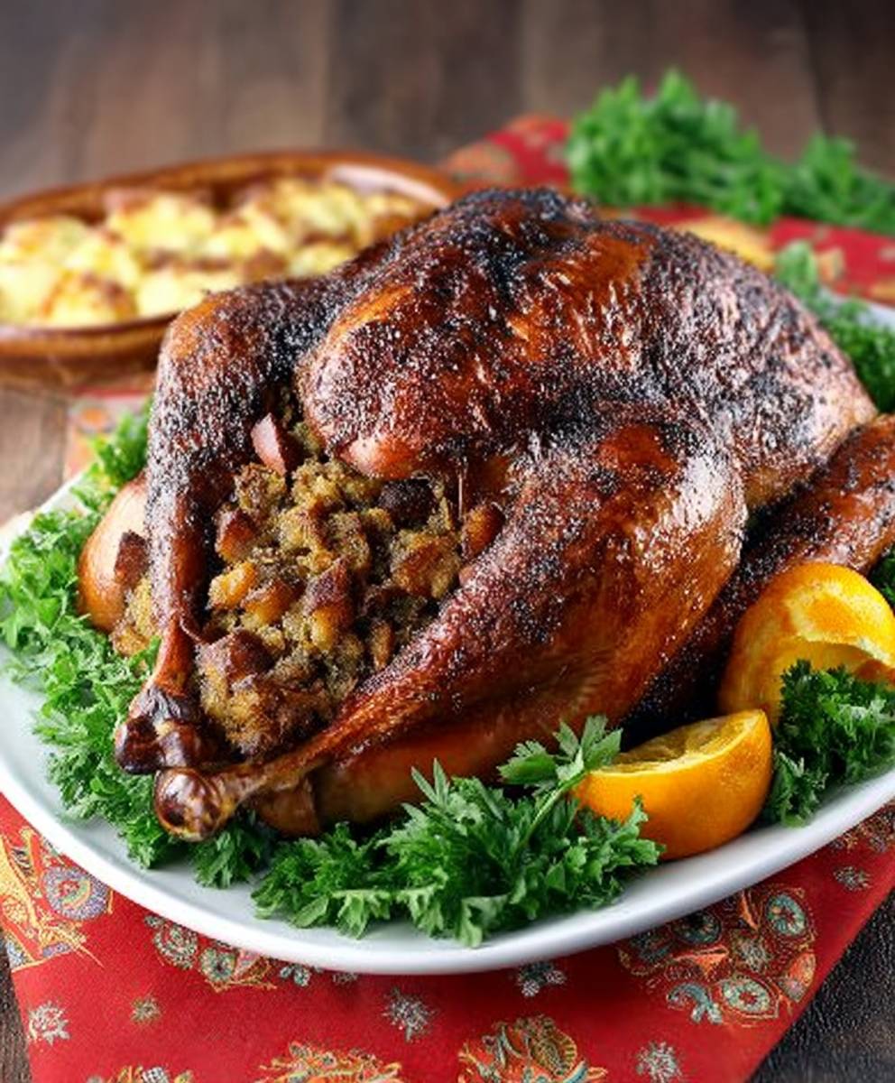 Chestnut stuffing roasted turkey