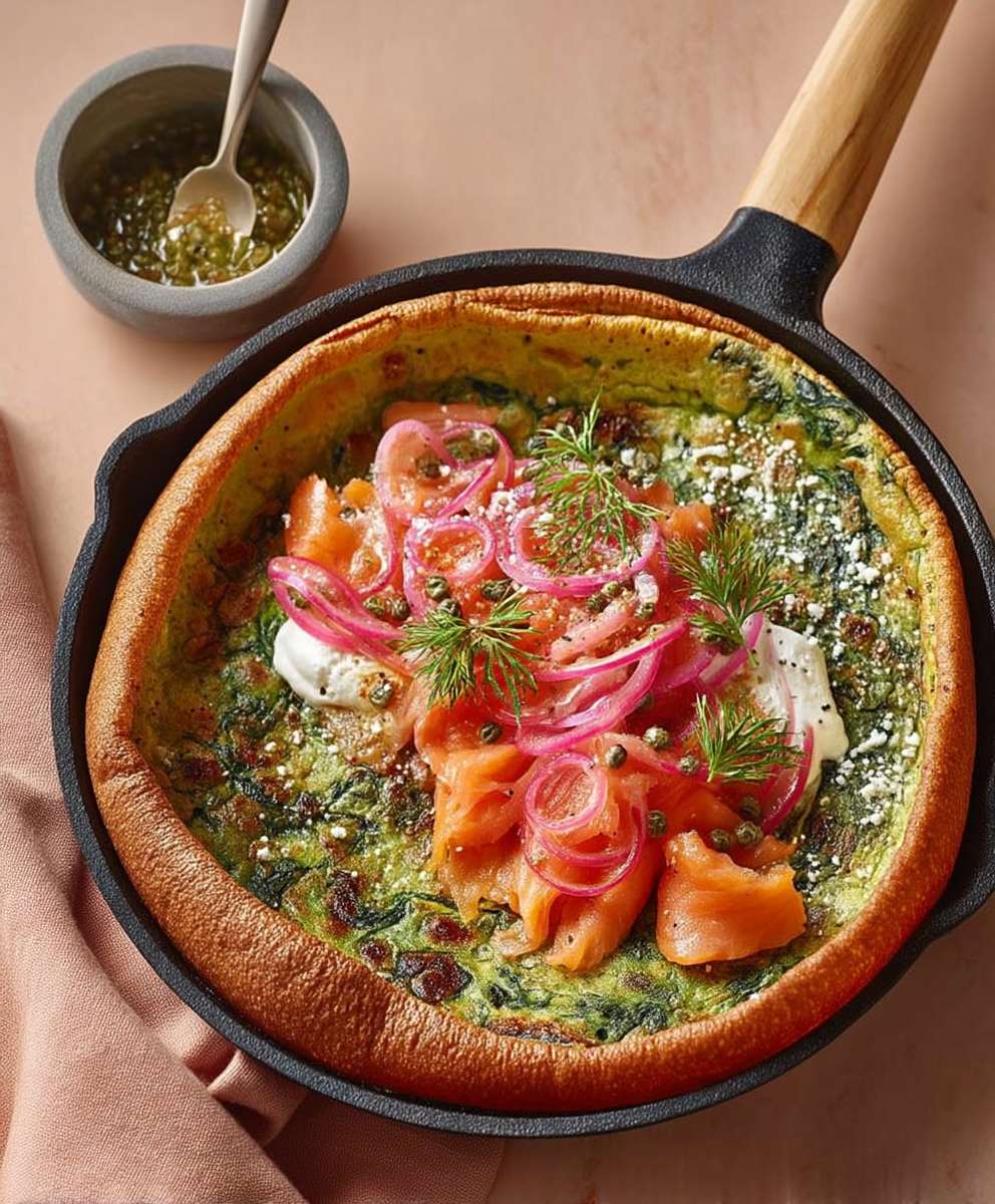 Spinach Dutch Baby Smoked Salmon