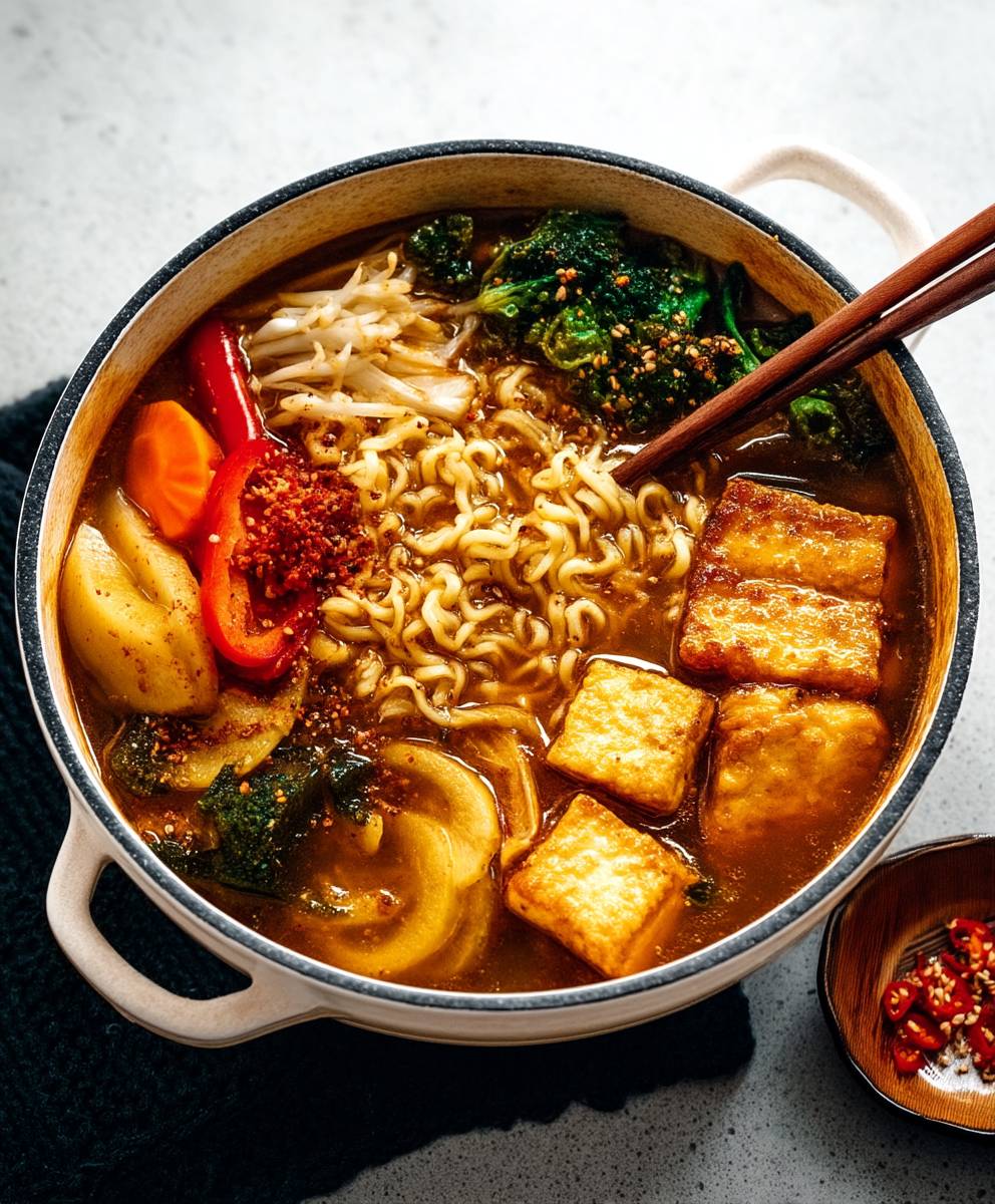 Spicy Korean Ramen Tofu Vegetables