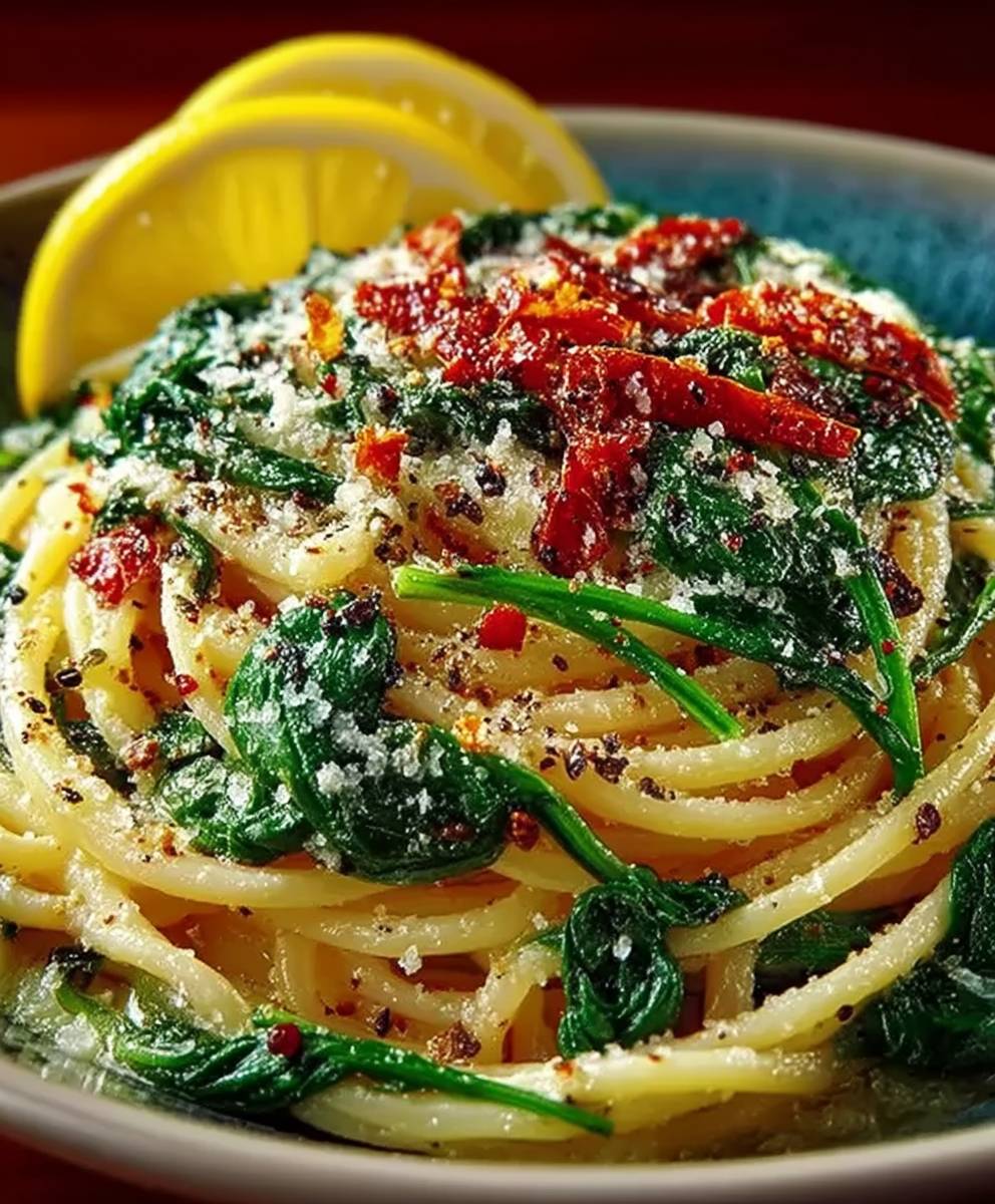 Garlic Spinach Spaghetti