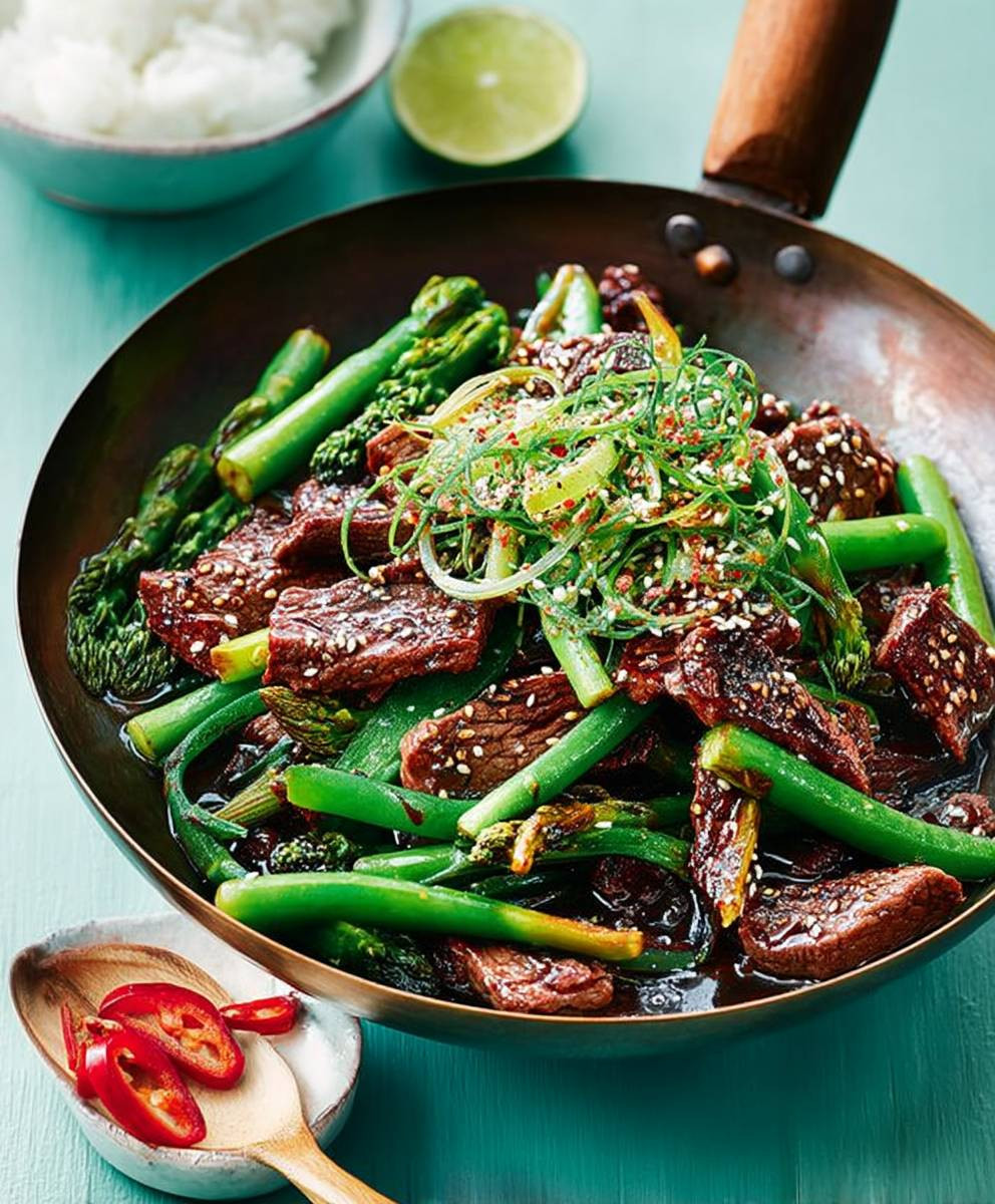 Sticky sesame beef stir fry