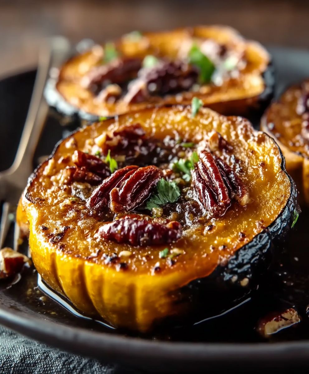 Maple Pecan Roasted Acorn Squash