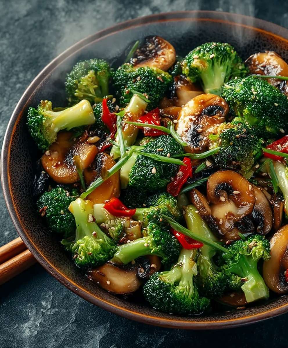Broccoli mushroom stir fry