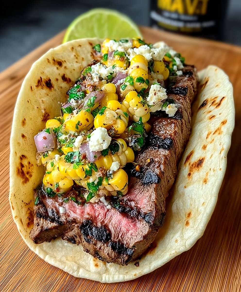 Elote Steak Tacos