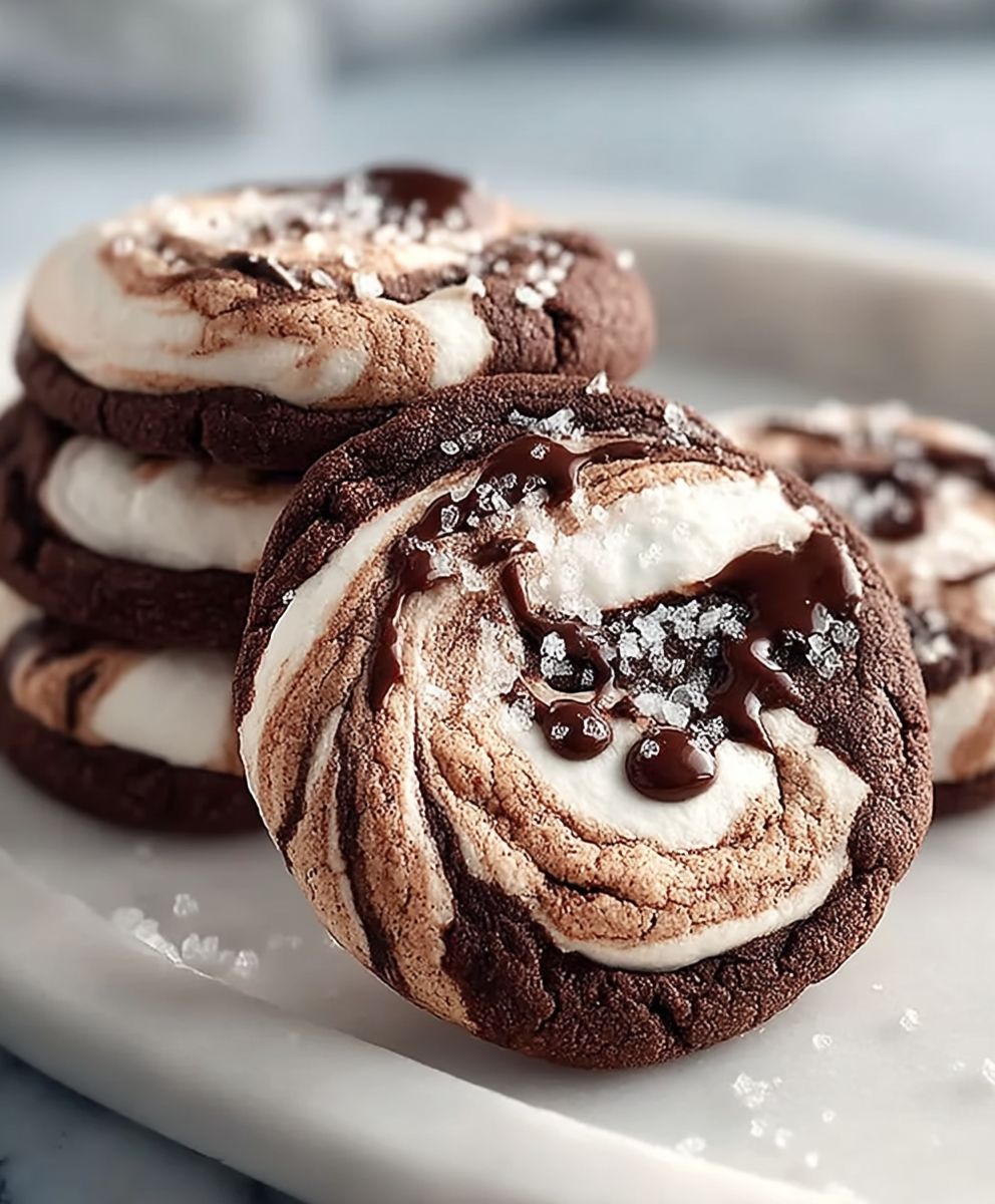 Chocolate Marshmallow Swirl Cookies
