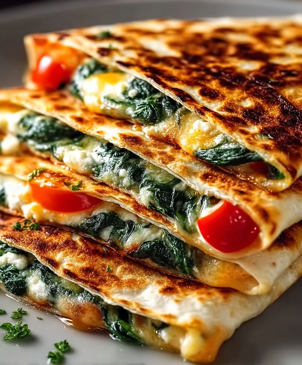 Spinach feta quesadillas
