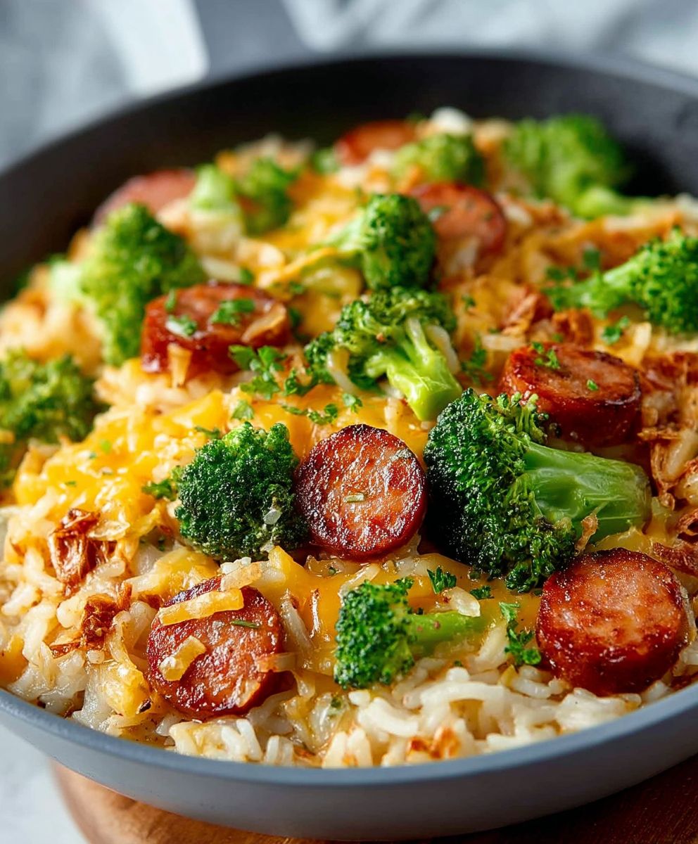 Cheesy Kielbasa Skillet