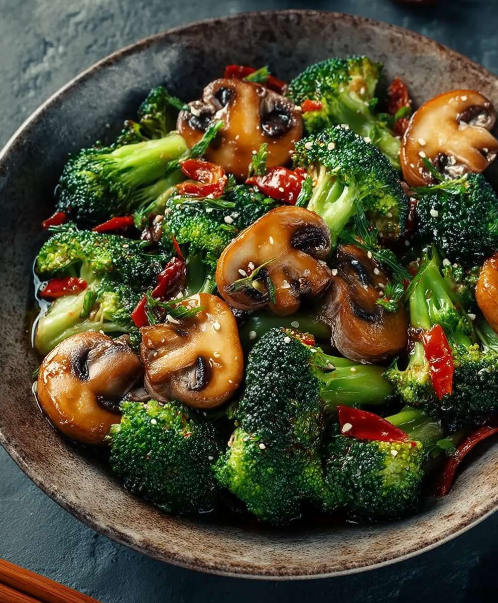 Broccoli mushroom stir fry