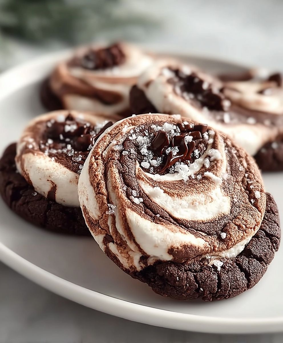 Chocolate Marshmallow Swirl Cookies