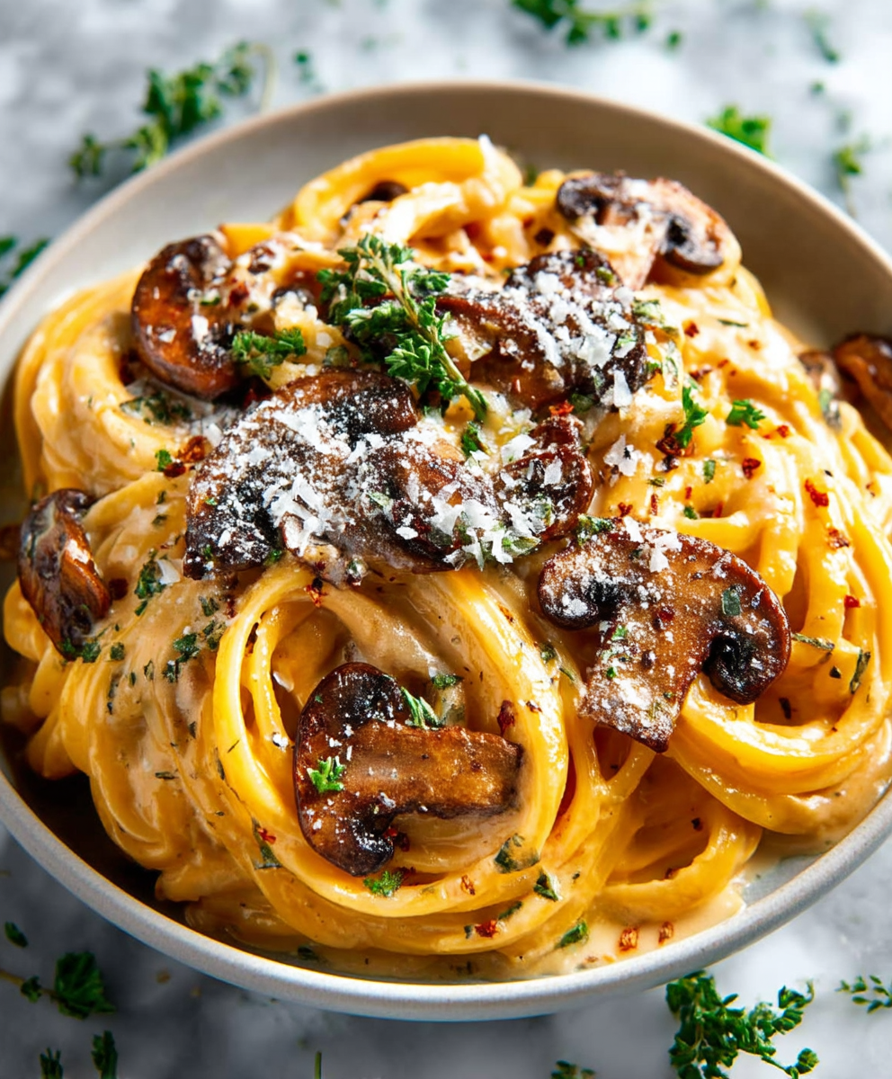 Creamy Pumpkin Pasta Mushrooms
