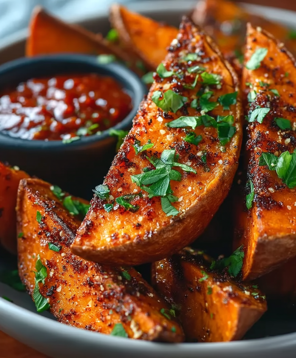Spicy Roasted Sweet Potato Wedges