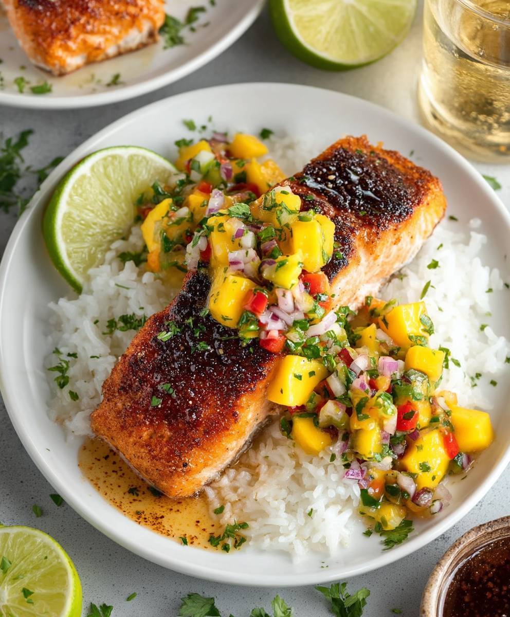 Jerk Salmon Mango Salsa