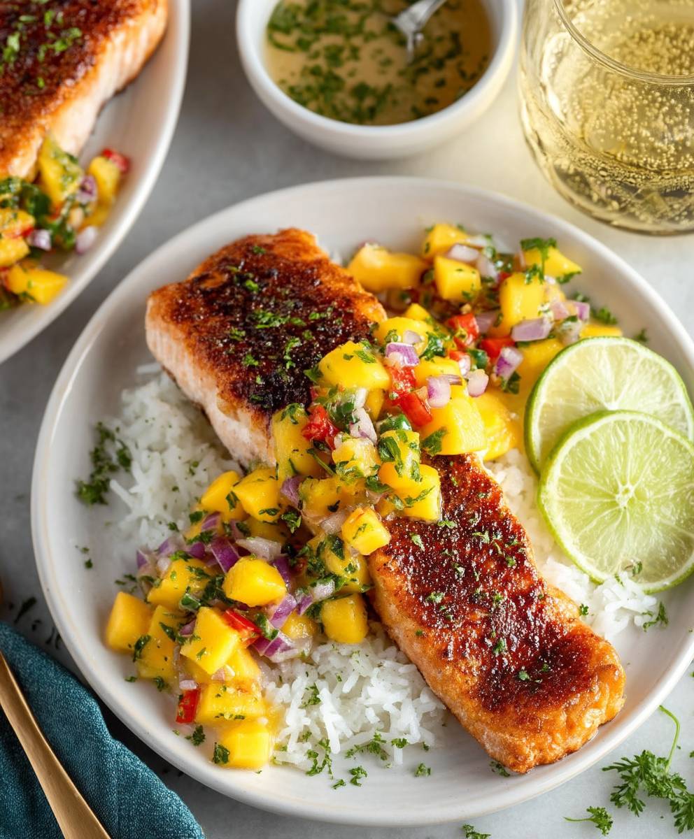 Jerk Salmon Mango Salsa