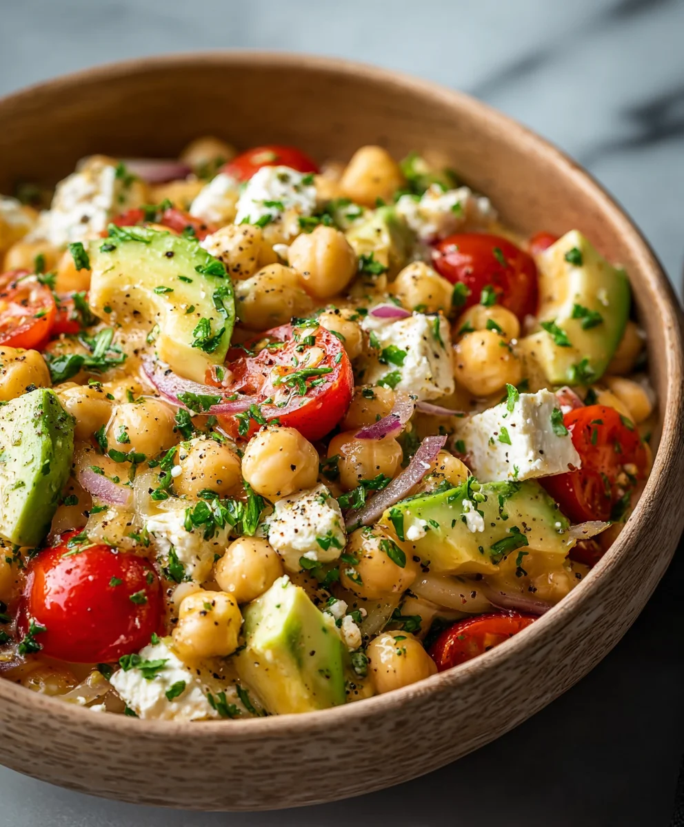Easy Chickpea Feta Avocado Salad for a Healthy Lunch