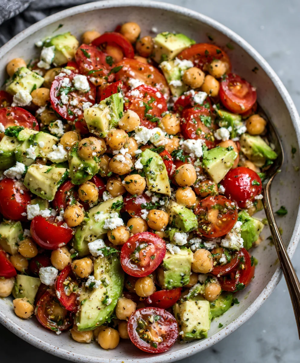 Fresh & Flavorful Chickpea Feta Avocado Salad Recipe