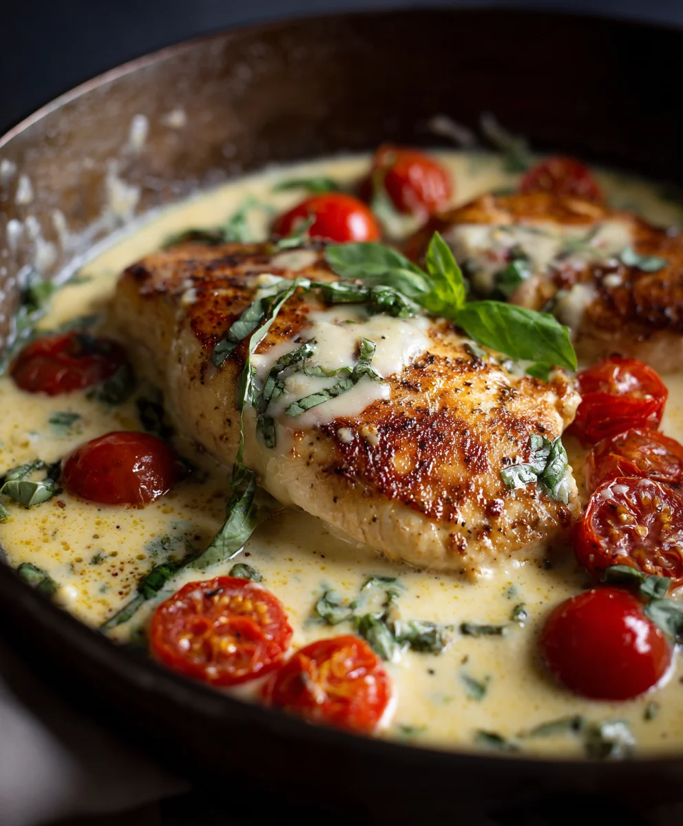 Mozzarella Chicken in Basil Cream Sauce – Easy Dinner!