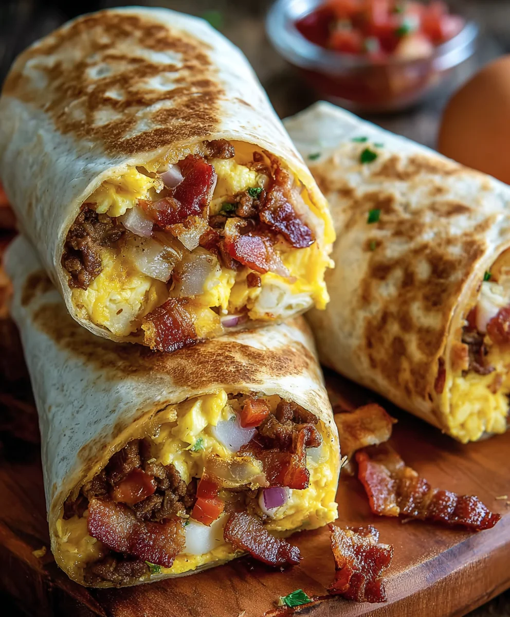 Ultimate Beef Bacon Egg Cheese Breakfast Burrito