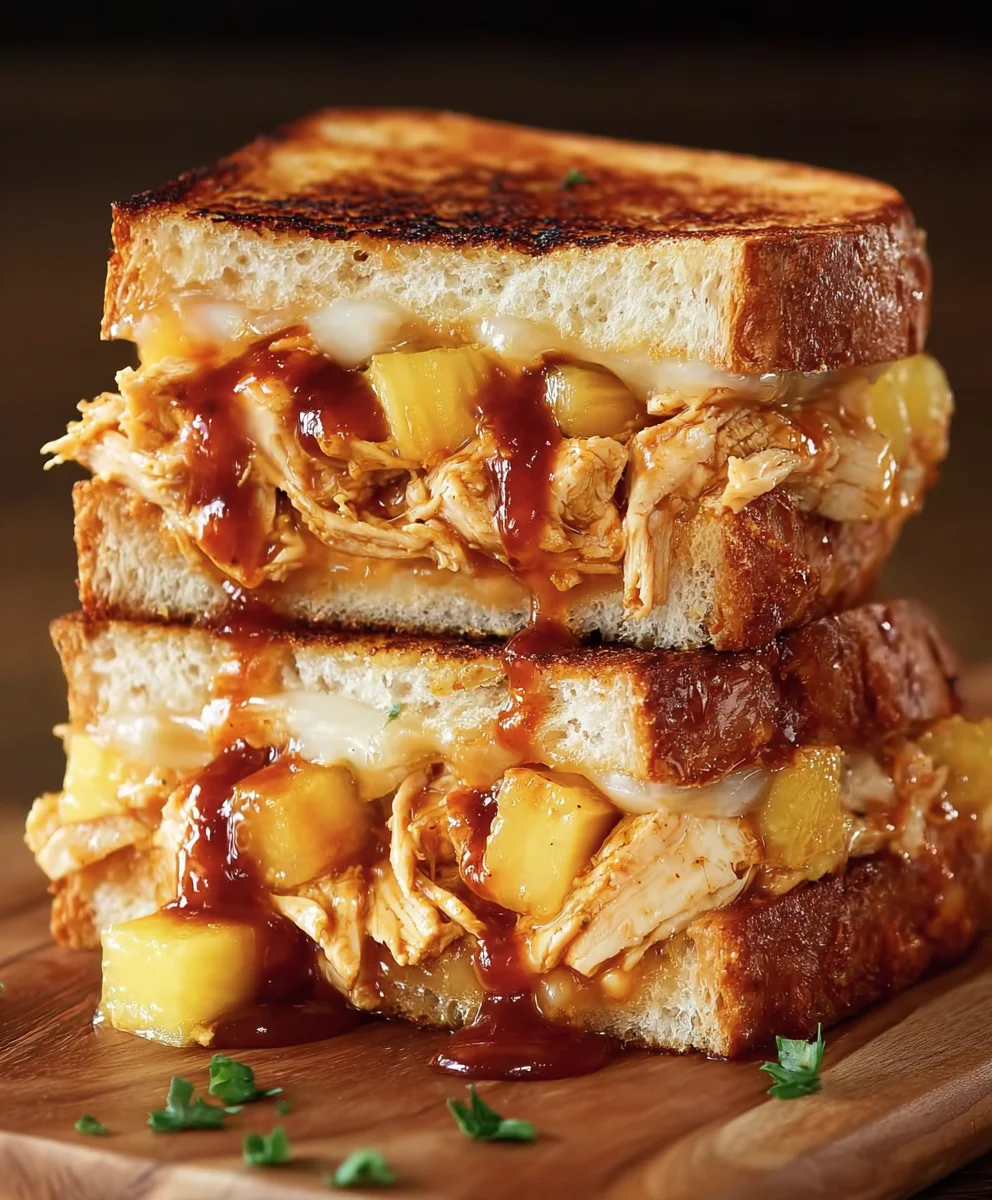 Irresistible BBQ Chicken Pineapple Grilled Cheese Bliss