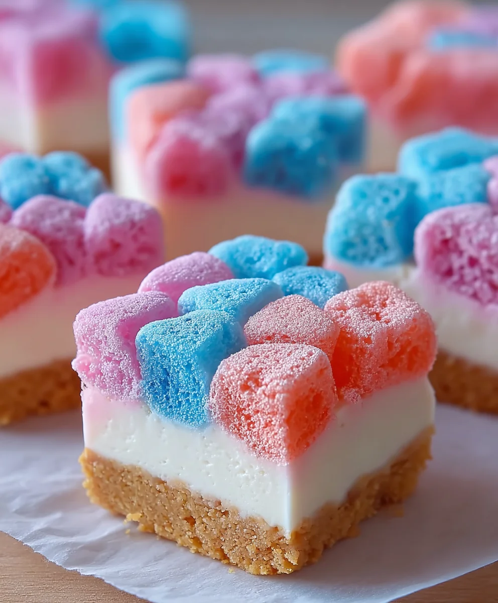 Gummy Cotton Candy Cheesecake Bites