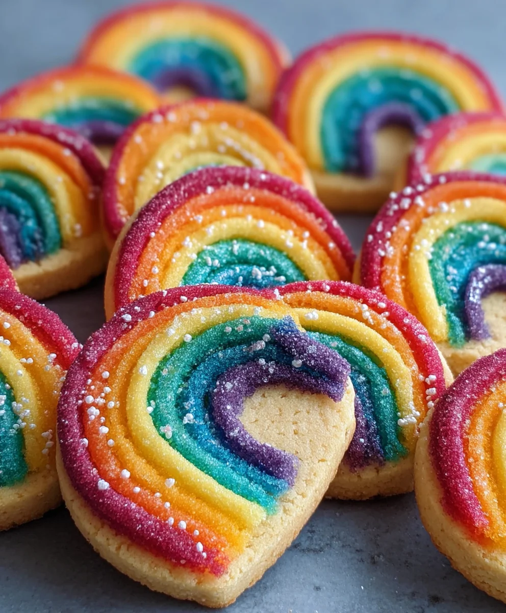 Piped Rainbow Shortbread Cookies