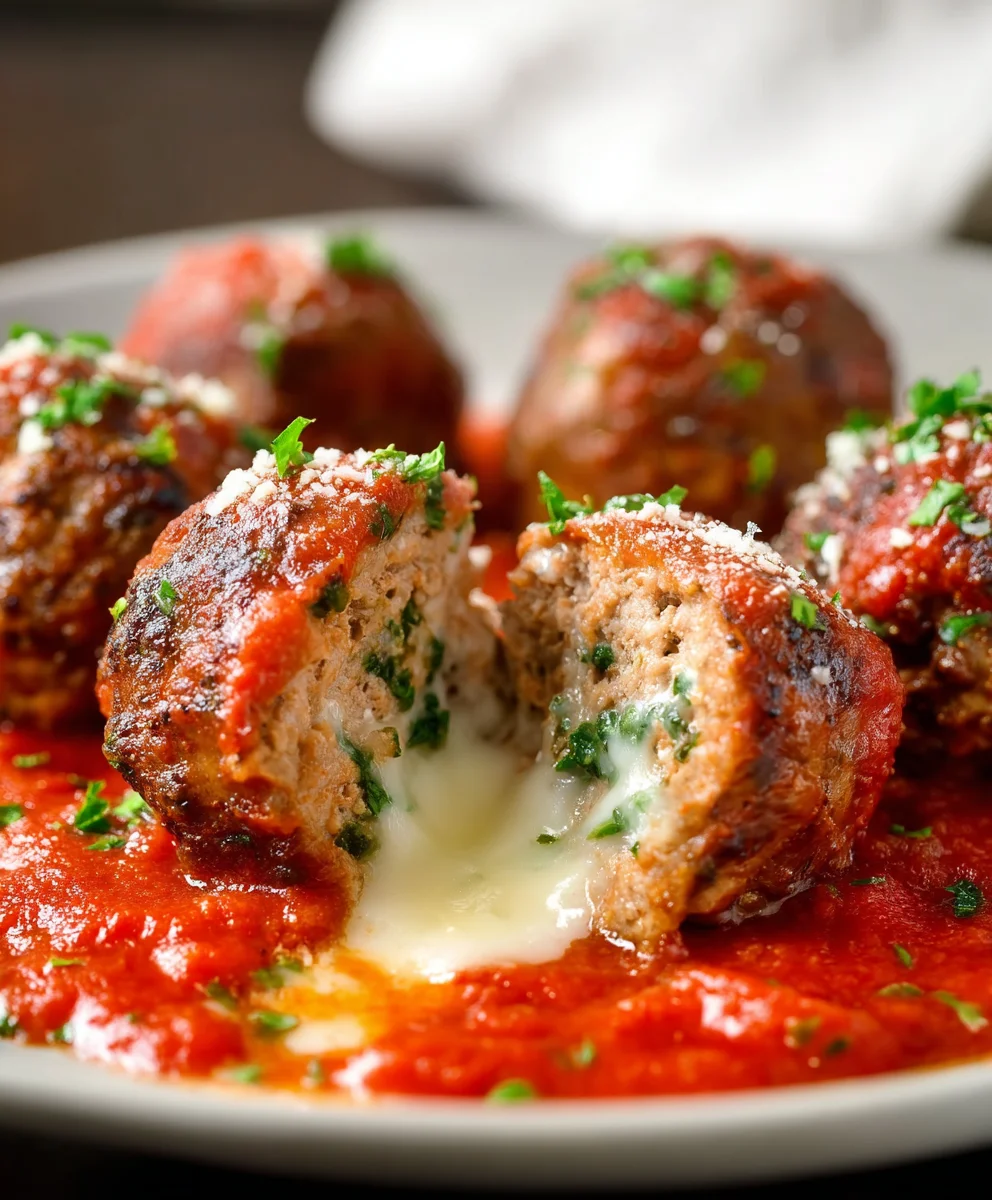 Mozzarella Stuffed Meatballs