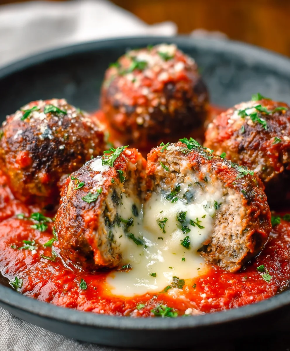 Mozzarella Stuffed Meatballs: Cheesy, Juicy Beef Dinner!