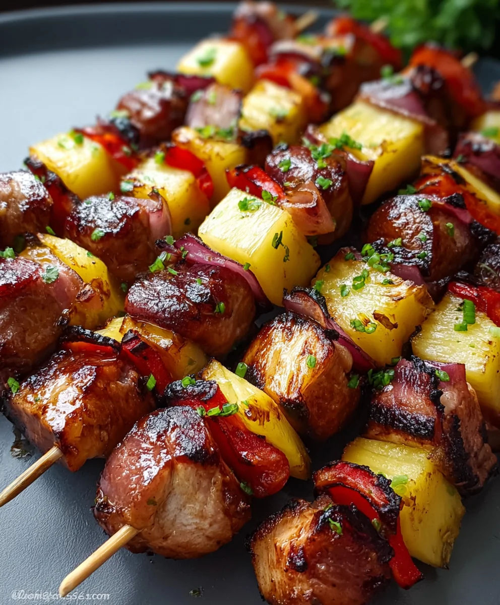 Grilled Hawaiian Chicken Beef Bacon Pineapple Kebabs