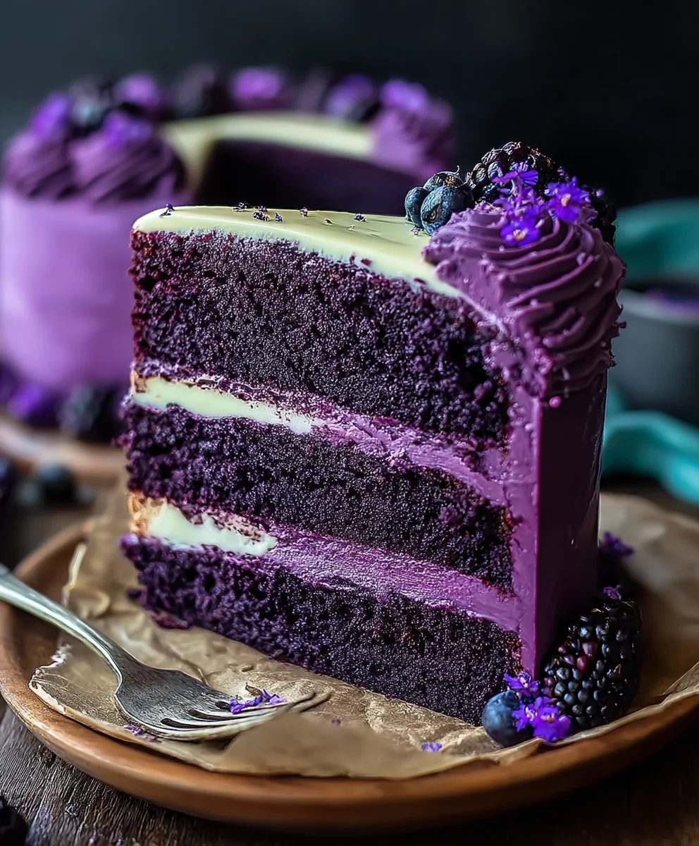 Purple Velvet Cake: Rich & Delicious w/ White Chocolate Frosting